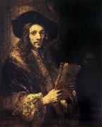 Rembrandt van rijn Portrait of a young madn holding a book Spain oil painting artist